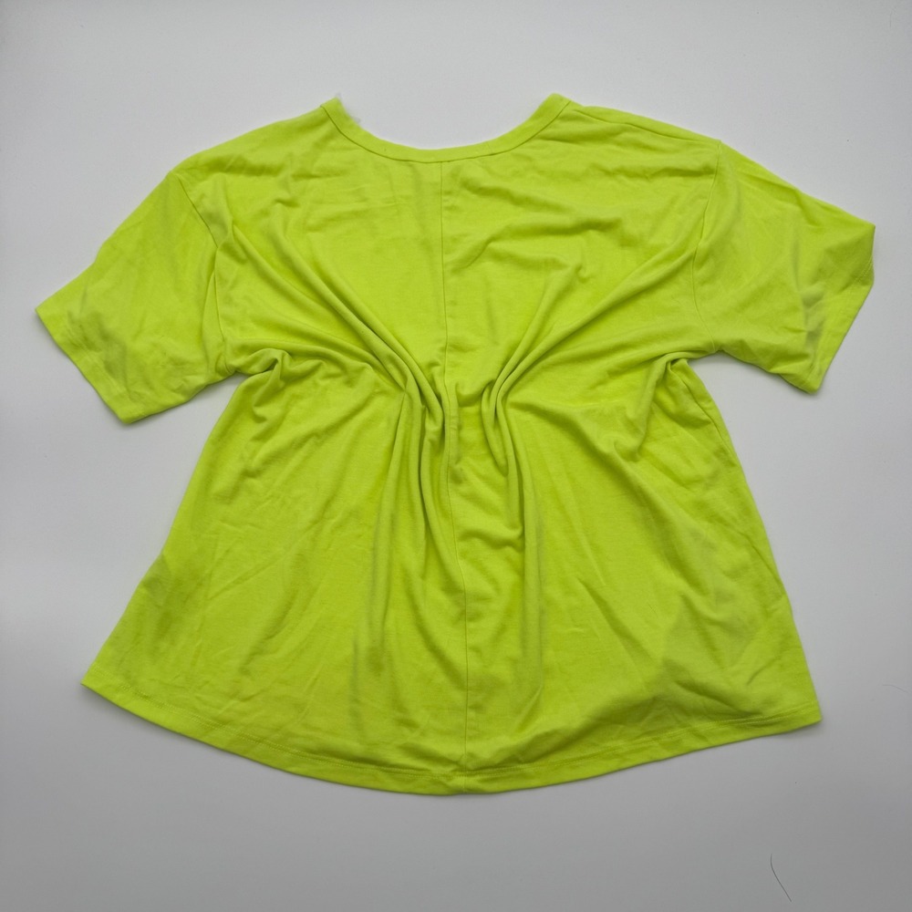 Andree by Unit Womens Neon Retro Yellow Lime Short Sleeve Tee Shirt Medium - Picture 4 of 4